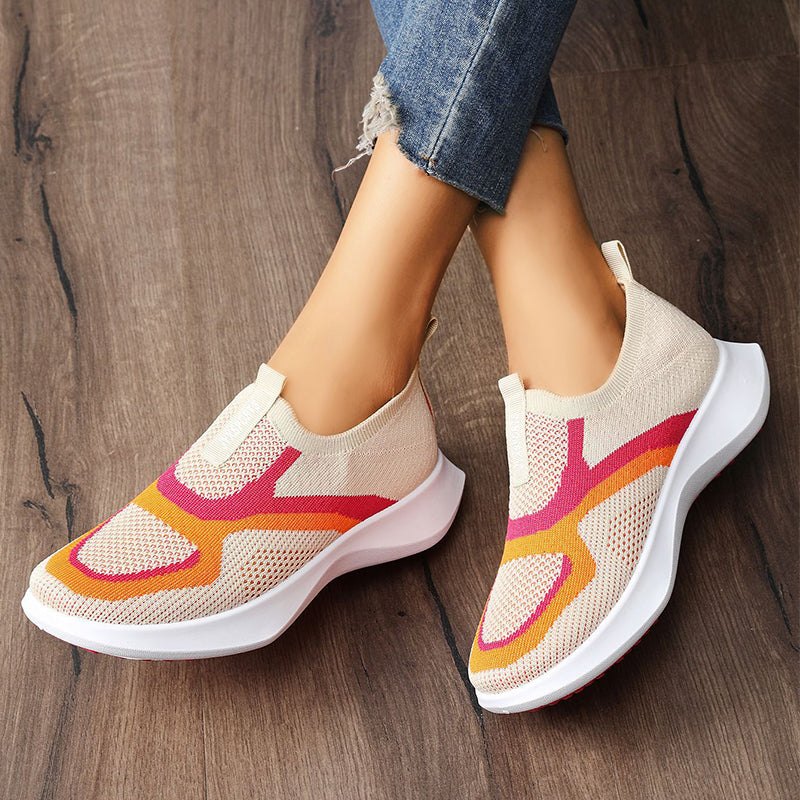 Damen atmungsaktive gestrickte Slip-On-Sneakers