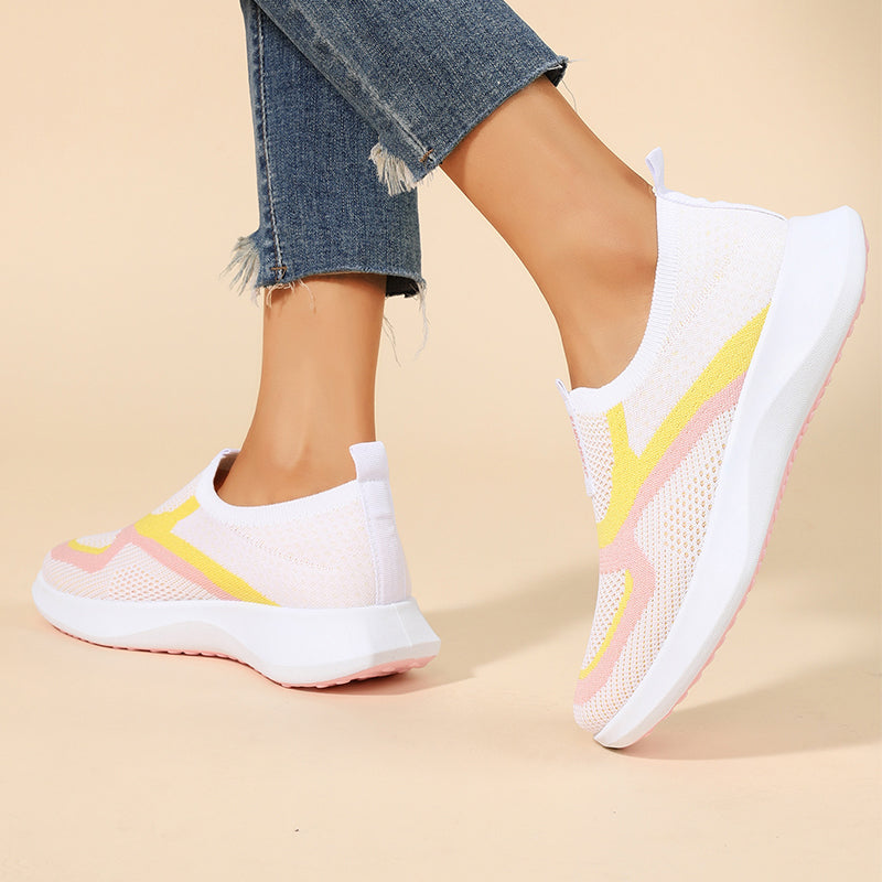 Damen atmungsaktive gestrickte Slip-On-Sneakers