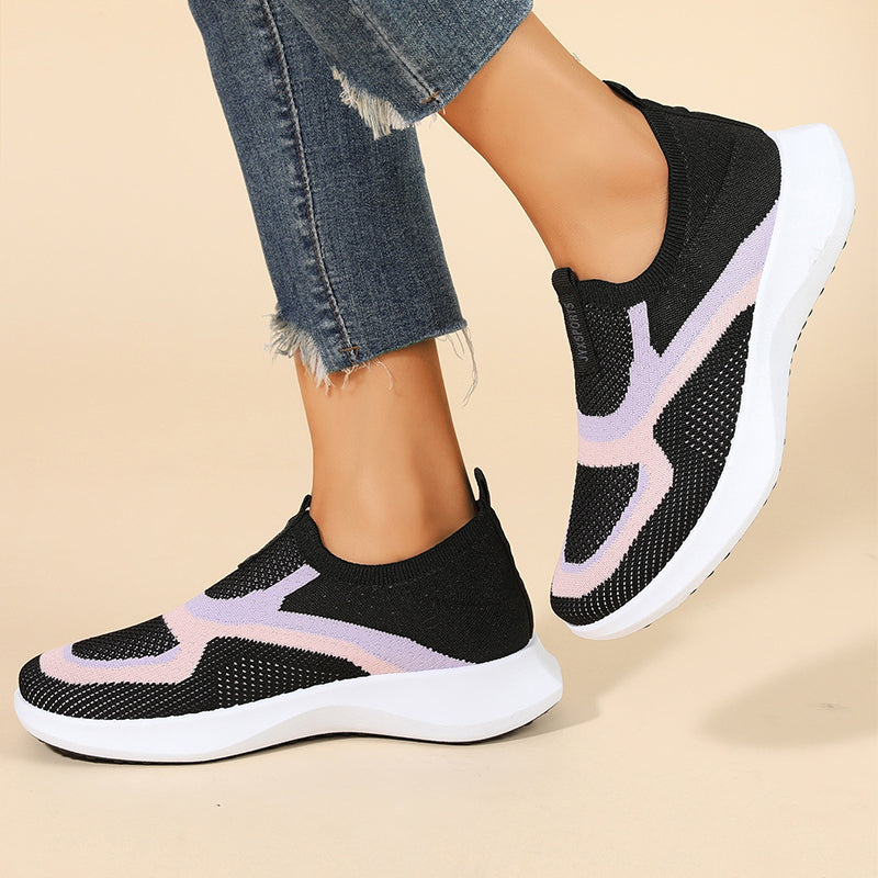 Damen atmungsaktive gestrickte Slip-On-Sneakers