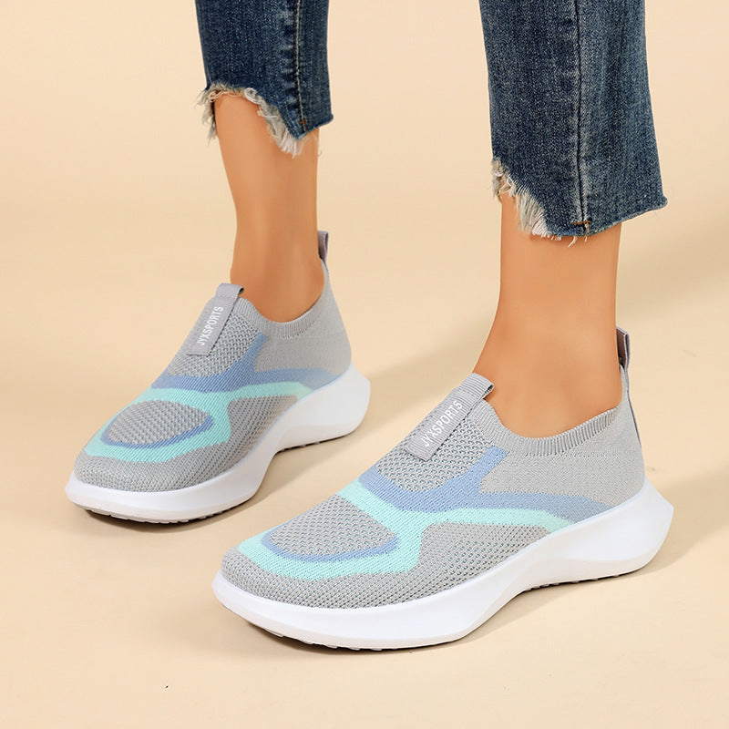 Damen atmungsaktive gestrickte Slip-On-Sneakers