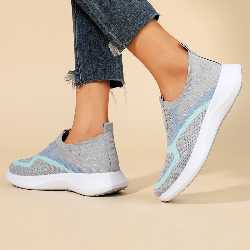 Damen atmungsaktive gestrickte Slip-On-Sneakers
