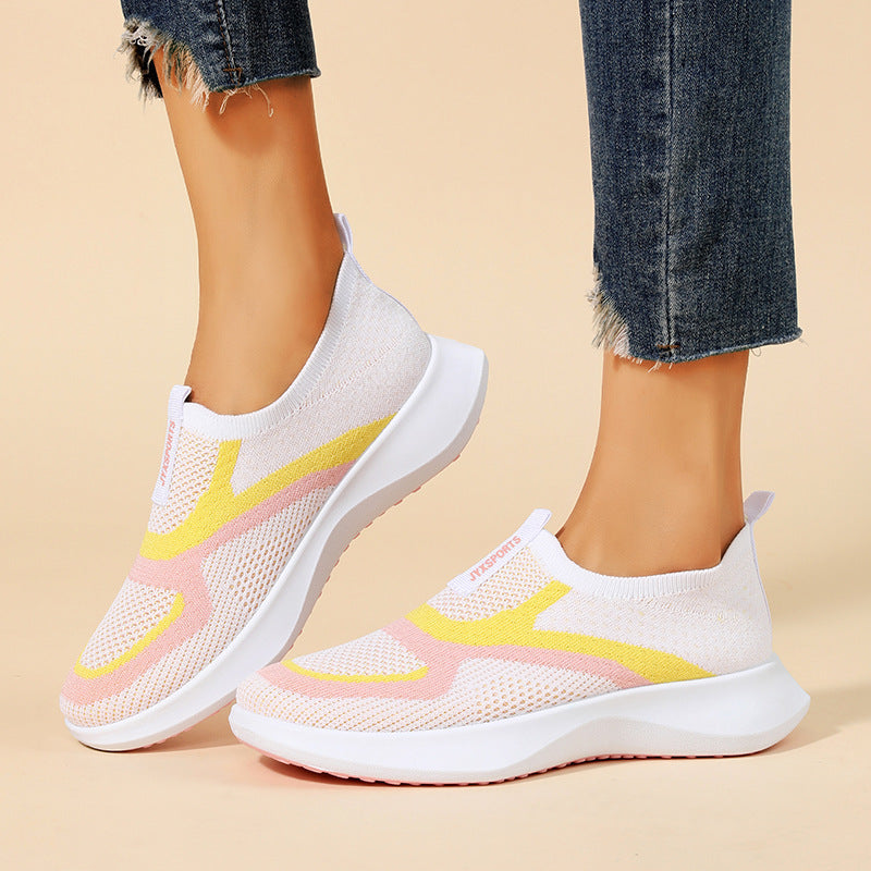 Damen atmungsaktive gestrickte Slip-On-Sneakers