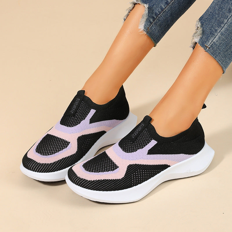 Damen atmungsaktive gestrickte Slip-On-Sneakers