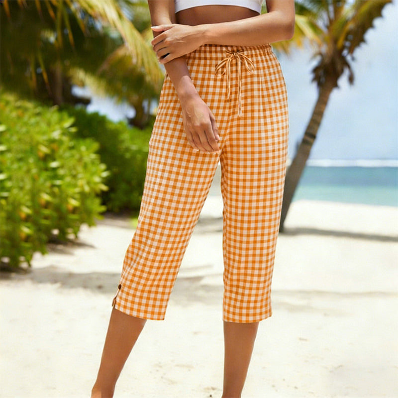 Sommerliche Caprihose mit Karomuster für Damen