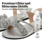 Damen Paillettenriemen Flache Sandalen
