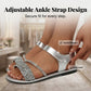 Damen Paillettenriemen Flache Sandalen