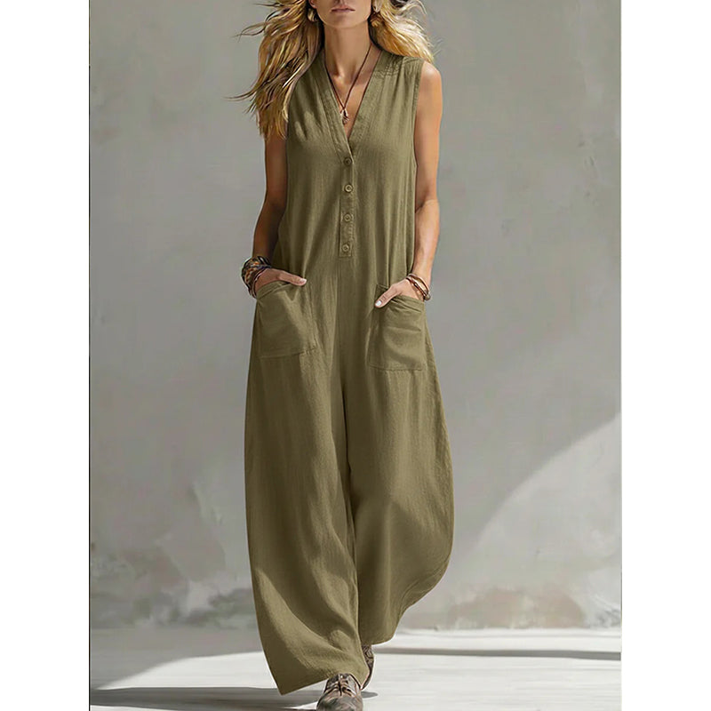👗 Damen Casual V-Neck Sleeveless Jumpsuit – figurschmeichelnd, luftig & vielseitig – perfekt für Alltag & besondere Anlässe