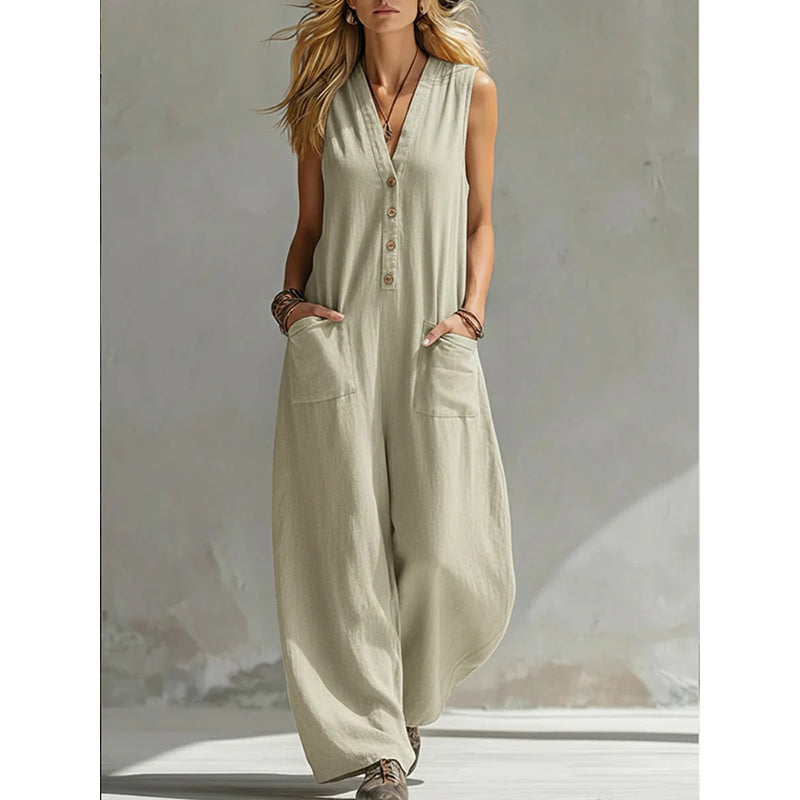 👗 Damen Casual V-Neck Sleeveless Jumpsuit – figurschmeichelnd, luftig & vielseitig – perfekt für Alltag & besondere Anlässe