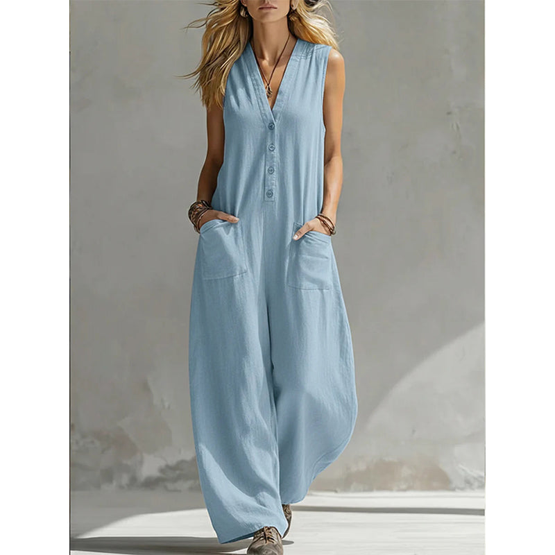 👗 Damen Casual V-Neck Sleeveless Jumpsuit – figurschmeichelnd, luftig & vielseitig – perfekt für Alltag & besondere Anlässe