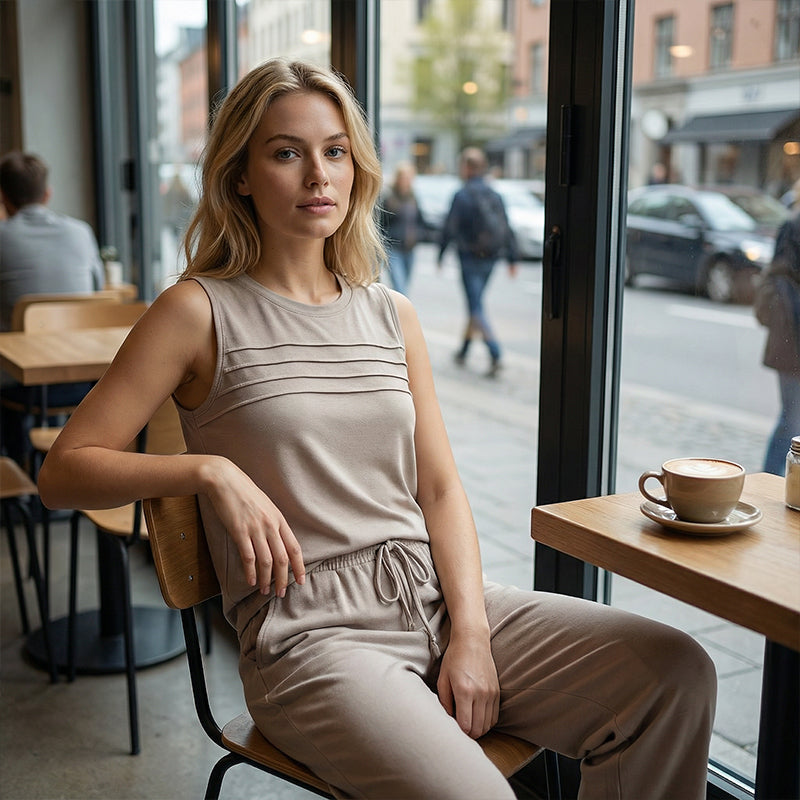 Ärmelloses Damen-Top und Hose mit Kordelzug (Set)