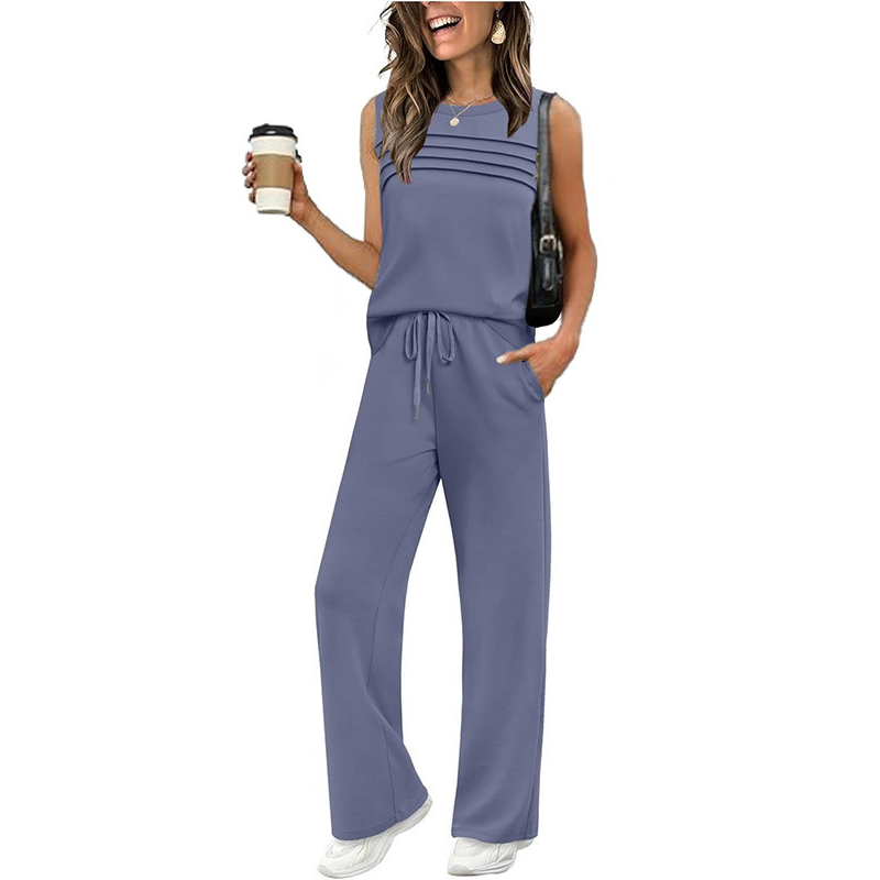 Ärmelloses Damen-Top und Hose mit Kordelzug (Set)