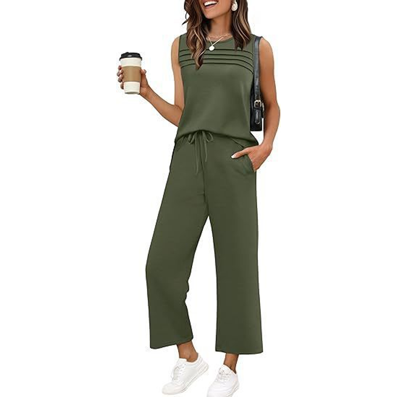 Ärmelloses Damen-Top und Hose mit Kordelzug (Set)
