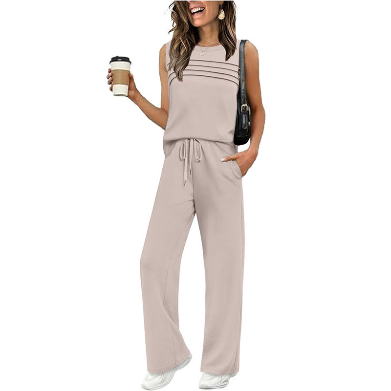 Ärmelloses Damen-Top und Hose mit Kordelzug (Set)