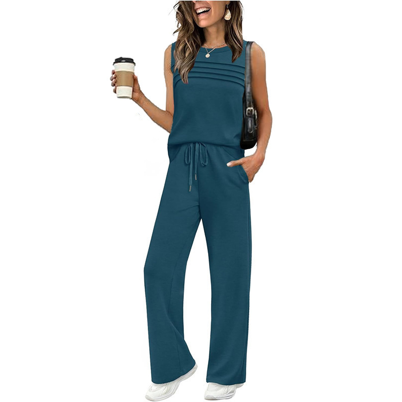 Ärmelloses Damen-Top und Hose mit Kordelzug (Set)
