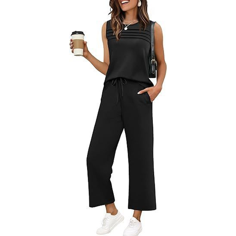 Ärmelloses Damen-Top und Hose mit Kordelzug (Set)