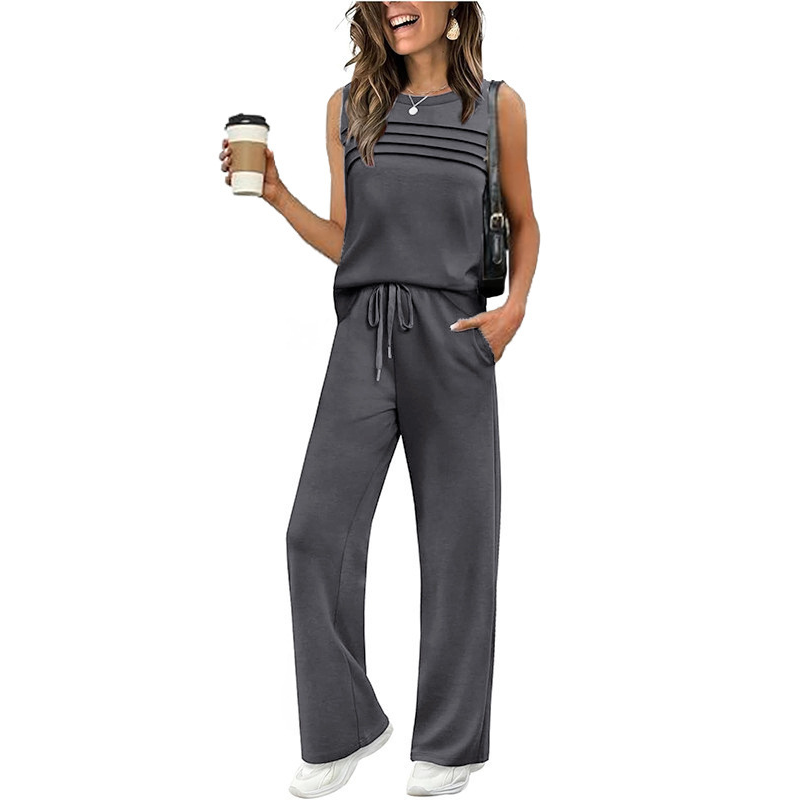 Ärmelloses Damen-Top und Hose mit Kordelzug (Set)