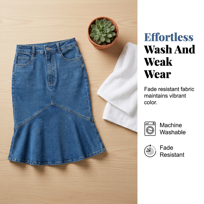 Ausgestellter Midi-Rock aus Denim im Meerjungfrauen-Stil