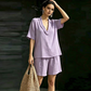 Damen V-Ausschnitt Oberteil & Shorts 2-teiliges Set