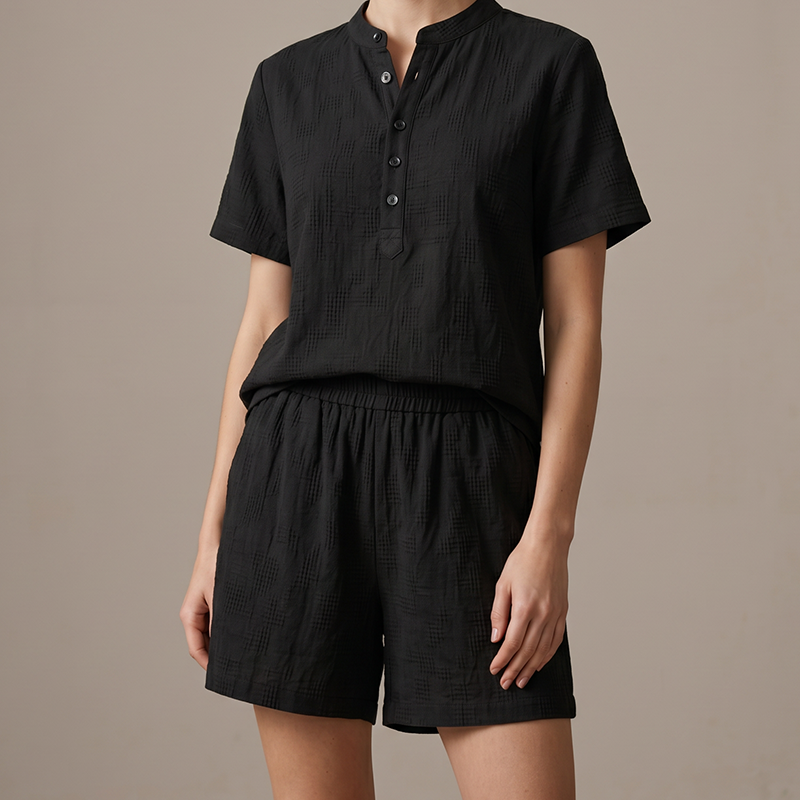 Damen lässiges Kurzarm-Oberteil und Shorts Set