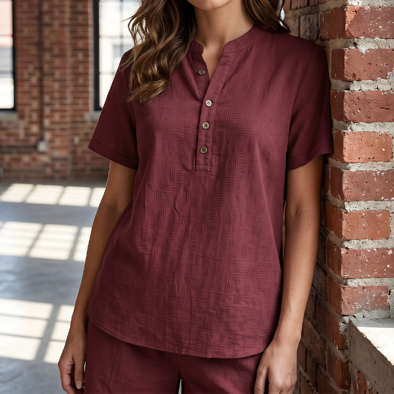 Damen lässiges Kurzarm-Oberteil und Shorts Set