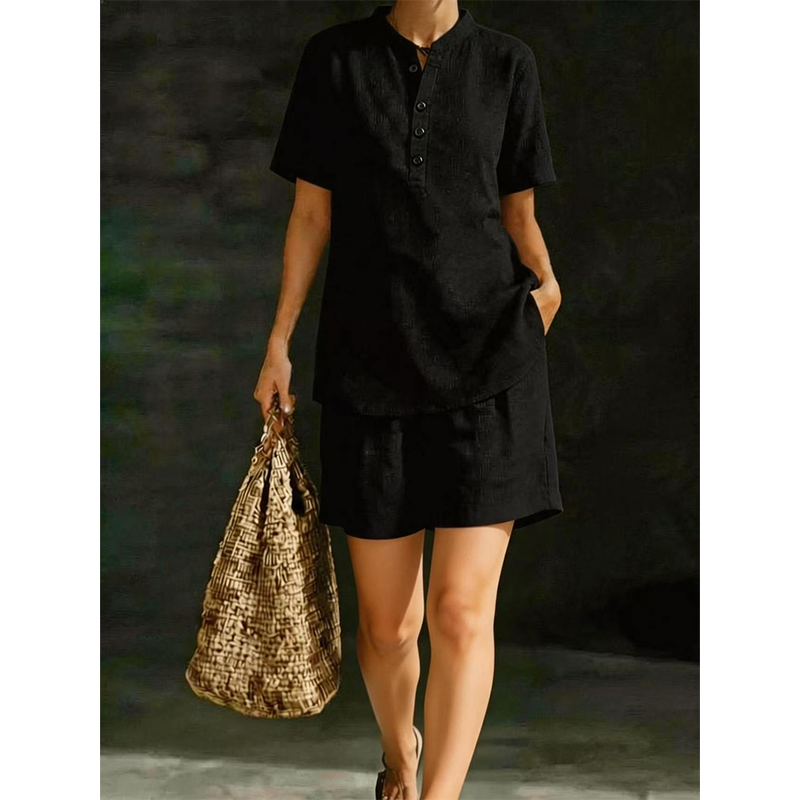 Damen lässiges Kurzarm-Oberteil und Shorts Set