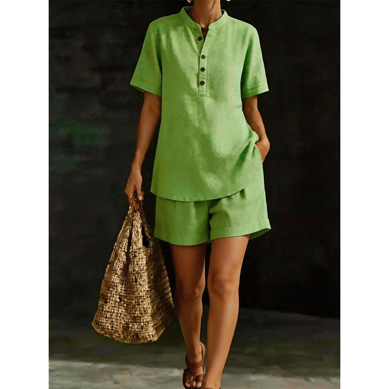 Damen lässiges Kurzarm-Oberteil und Shorts Set