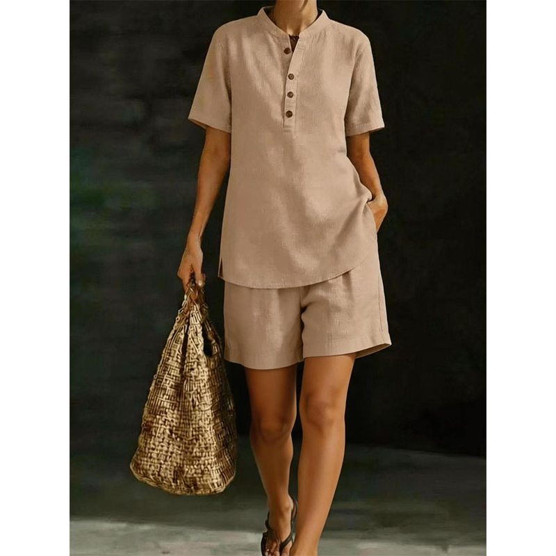Damen lässiges Kurzarm-Oberteil und Shorts Set