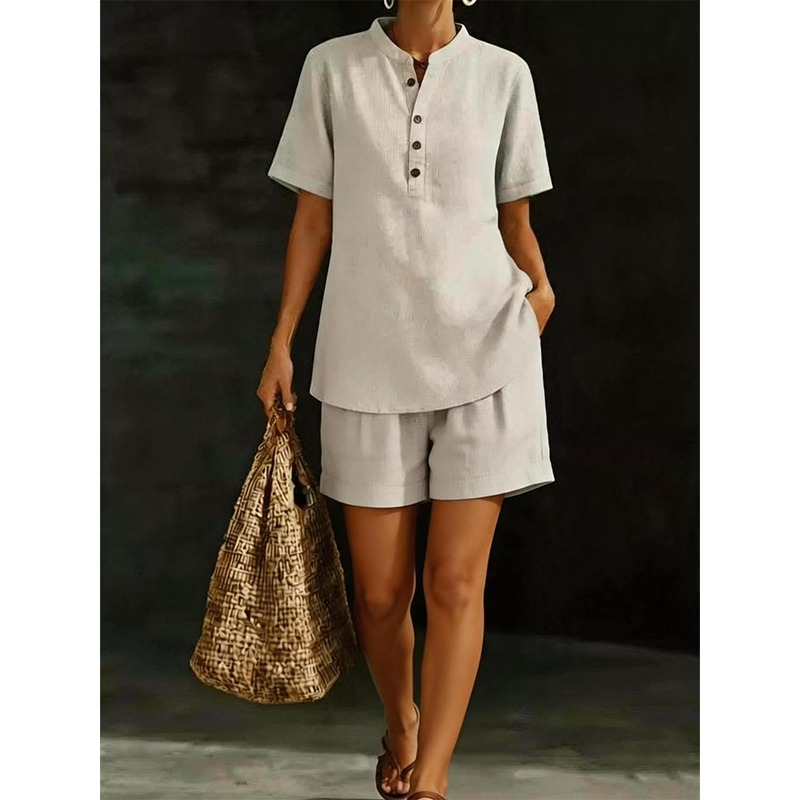 Damen lässiges Kurzarm-Oberteil und Shorts Set