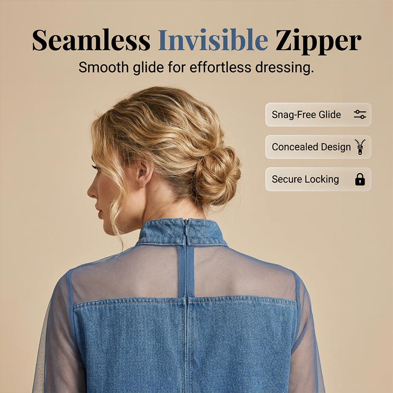 👗 Lantern Sleeve Faux Collar Denim Skirt – femininer Look mit Fake-Kragen, weiten Ärmeln & figurschmeichelndem Denim-Schnitt