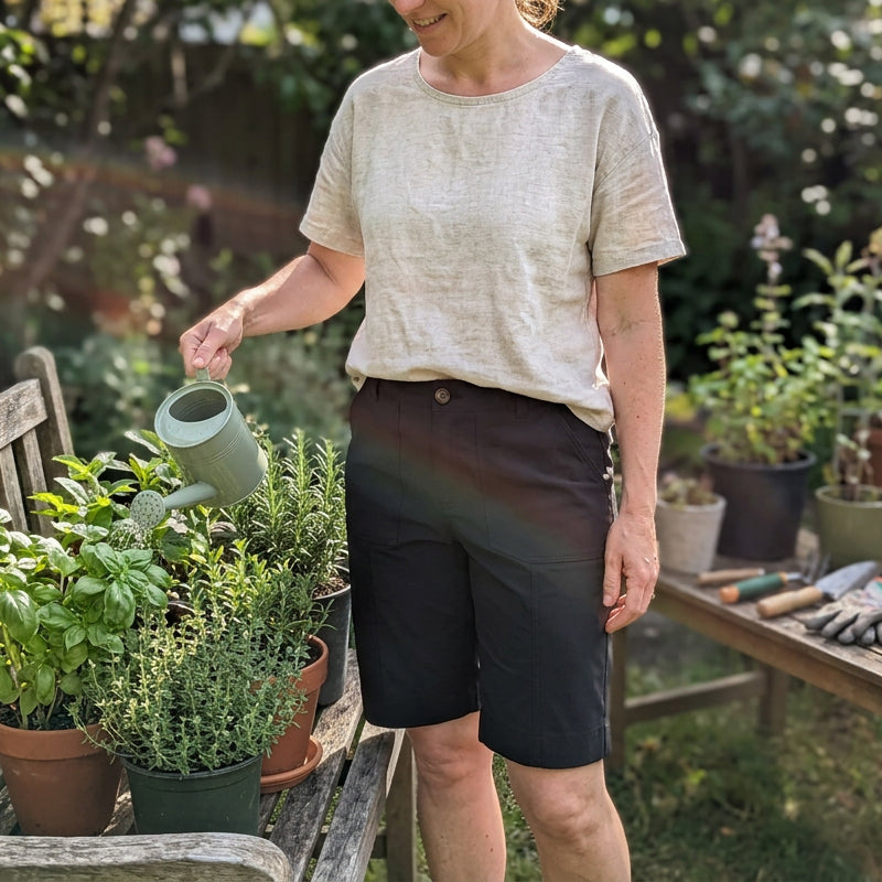 Einfarbige Freizeitshorts für Damen