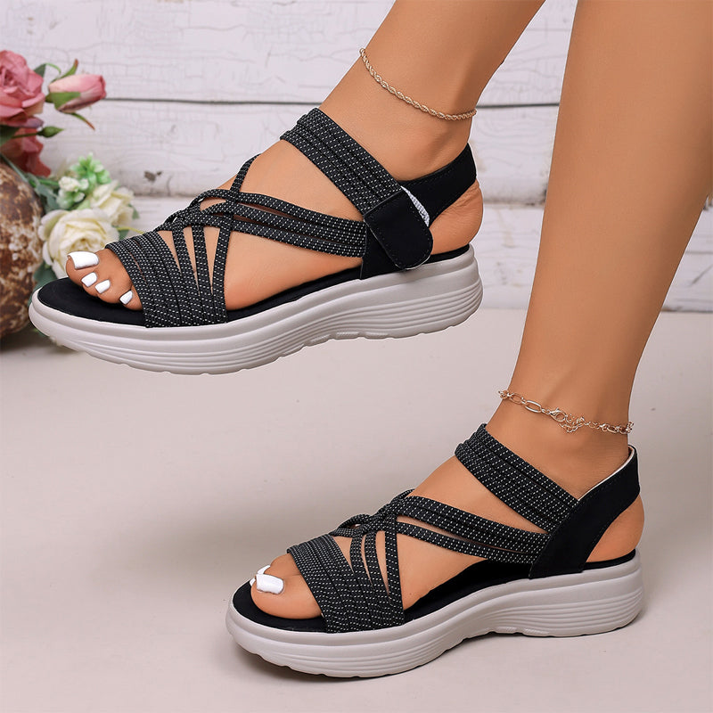 🔥 Nur heute 50 % Rabatt – Sportliche Plateau-Sandalen für Damen mit elastischem Riemen👣 Den ganzen Tag laufen, ohne dass die Füße müde werden