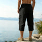 Herren Leinen-Mischung Cargo Caprihosen