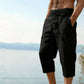 Herren Leinen-Mischung Cargo Caprihosen
