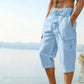 Herren Leinen-Mischung Cargo Caprihosen
