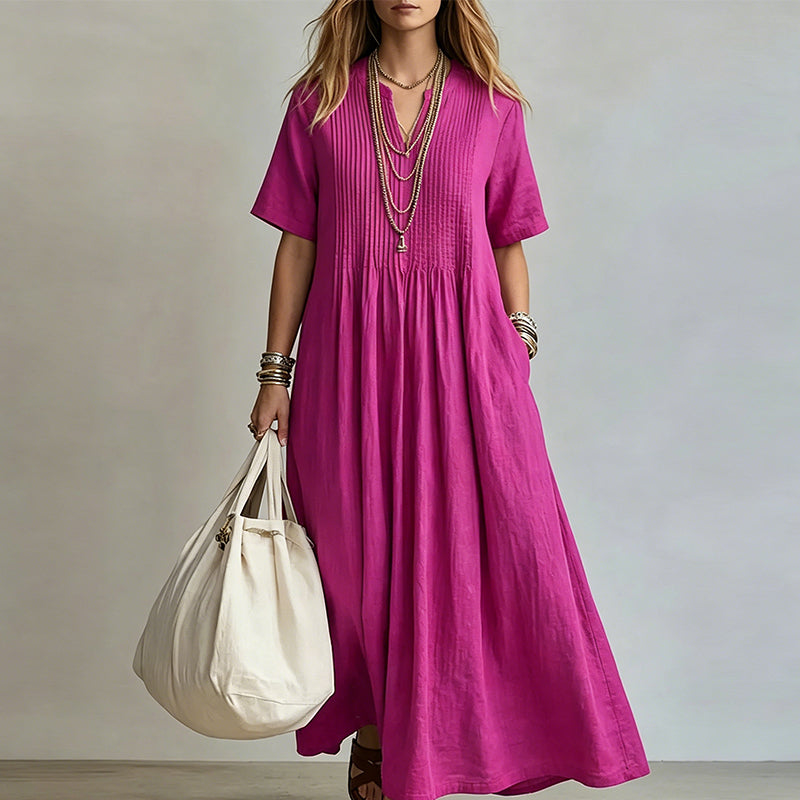 🔥 Nur heute – Bis zu 50% RABATT 👗 Damen lockeres lässiges V-Ausschnitt Kleid✨