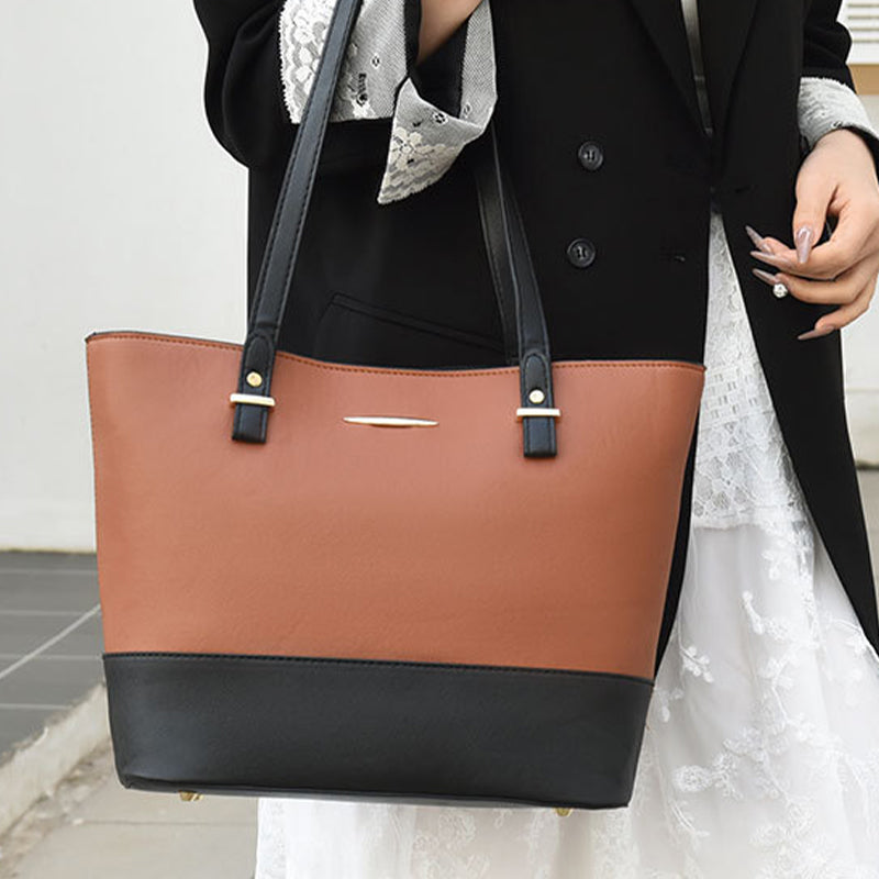 👜 4-in-1 Color-Block Tote Bag Set – das Handtaschen-Set, das jede Frau braucht – vielseitig, stylisch & perfekt für Alltag, Büro & Reisen