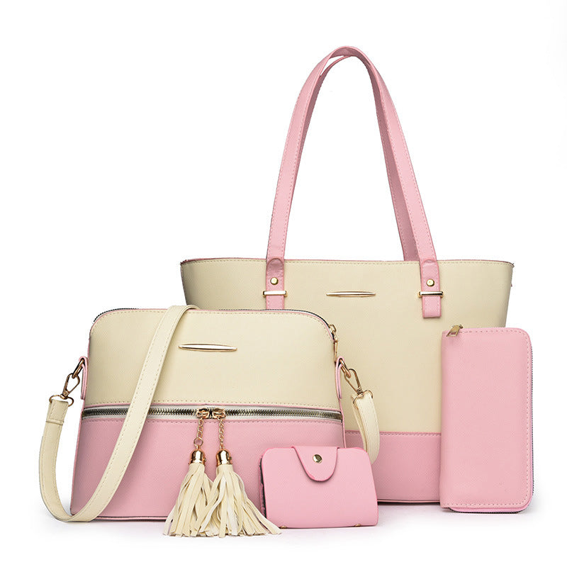 👜 4-in-1 Color-Block Tote Bag Set – das Handtaschen-Set, das jede Frau braucht – vielseitig, stylisch & perfekt für Alltag, Büro & Reisen