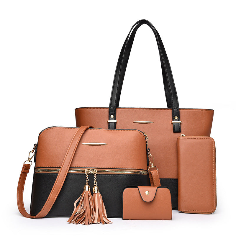 👜 4-in-1 Color-Block Tote Bag Set – das Handtaschen-Set, das jede Frau braucht – vielseitig, stylisch & perfekt für Alltag, Büro & Reisen