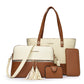 👜 4-in-1 Color-Block Tote Bag Set – das Handtaschen-Set, das jede Frau braucht – vielseitig, stylisch & perfekt für Alltag, Büro & Reisen