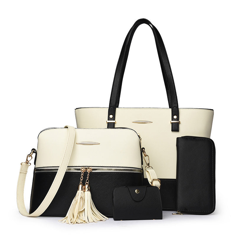👜 4-in-1 Color-Block Tote Bag Set – das Handtaschen-Set, das jede Frau braucht – vielseitig, stylisch & perfekt für Alltag, Büro & Reisen