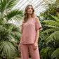 Unifarbenes Outfit aus Tunika und Hose mit lockerer Passform