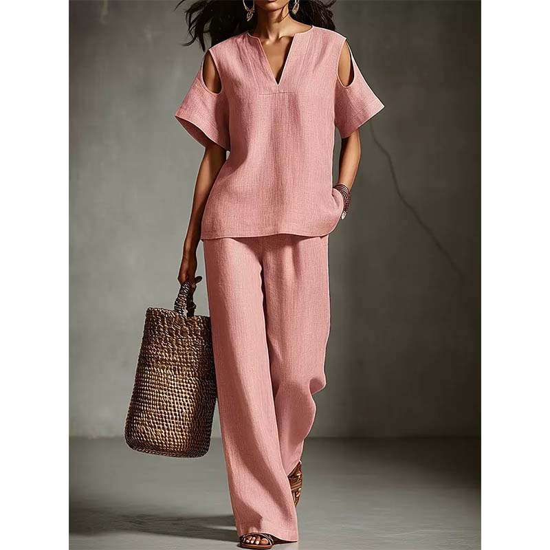 Unifarbenes Outfit aus Tunika und Hose mit lockerer Passform