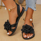 Damen Blume Flache Sandalen Metall Knöchelriemen Sommerschuhe