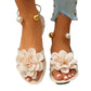 Damen Blume Flache Sandalen Metall Knöchelriemen Sommerschuhe