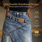 Damen Denim-Maxirock mit mehrlagiger Taille