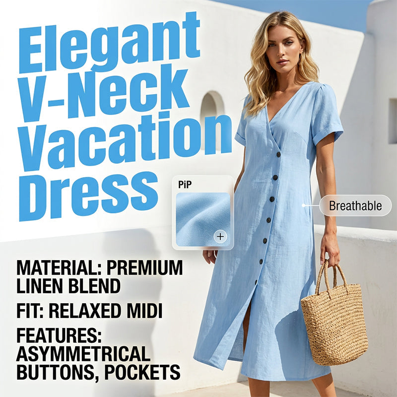 Damen Midi-Kleid aus Mischgewebe mit Knöpfen