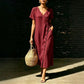 Damen Midi-Kleid aus Mischgewebe mit Knöpfen