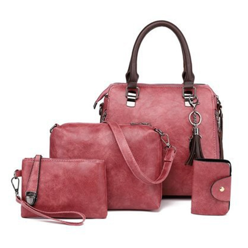 Damen 4-teiliges Handtaschenset aus PU-Leder