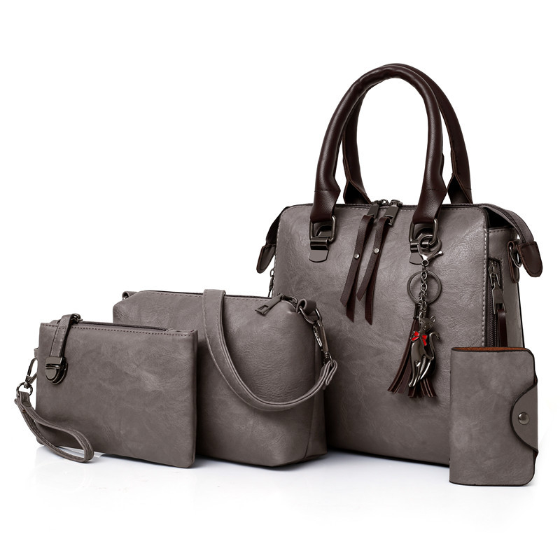 Damen 4-teiliges Handtaschenset aus PU-Leder