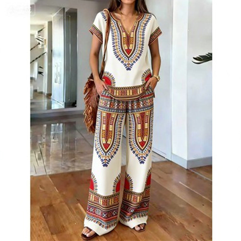 👗 50% RABATT! 💃 2-teiliges Set aus bedrucktem Oberteil & Hose für Damen – Leicht, fließend & vielseitig – Perfekt für Sommer, Strand oder Büro – stylisher 2-in-1 Look mit Komfort 🌸